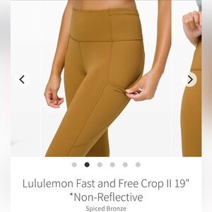 Lululemon Fast and free 19 inch yoga pants in spiced bronze